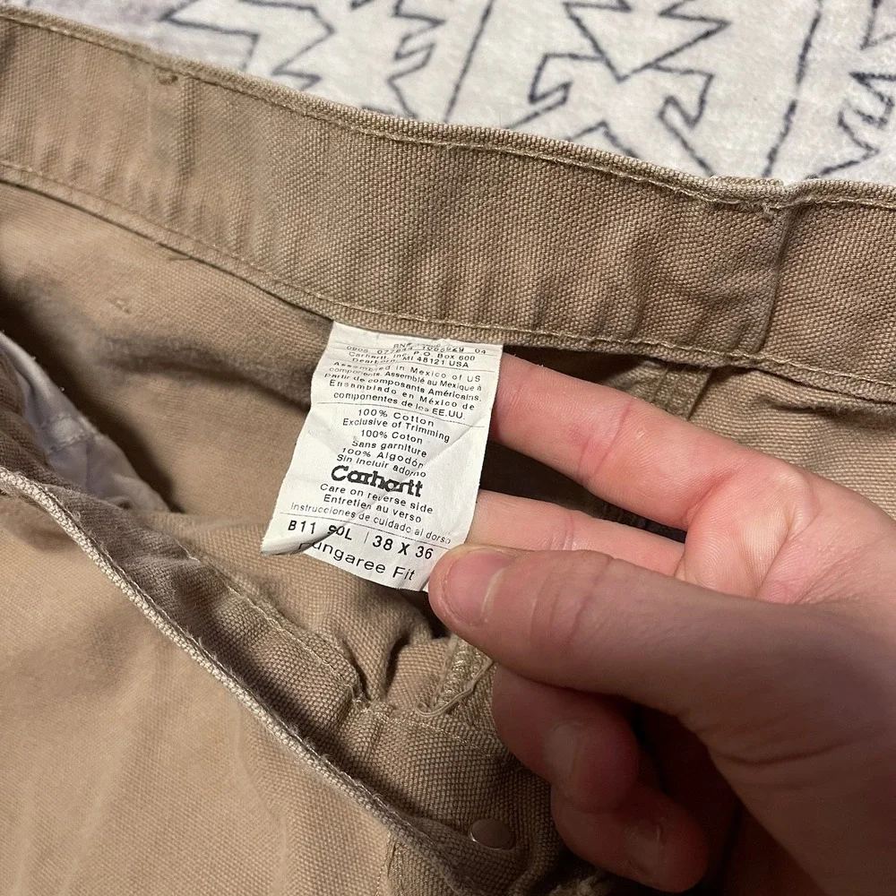 Vtg Carhartt Pants Cargo Carpenter B151 Original Dungaree Fit Mens Size 38x36